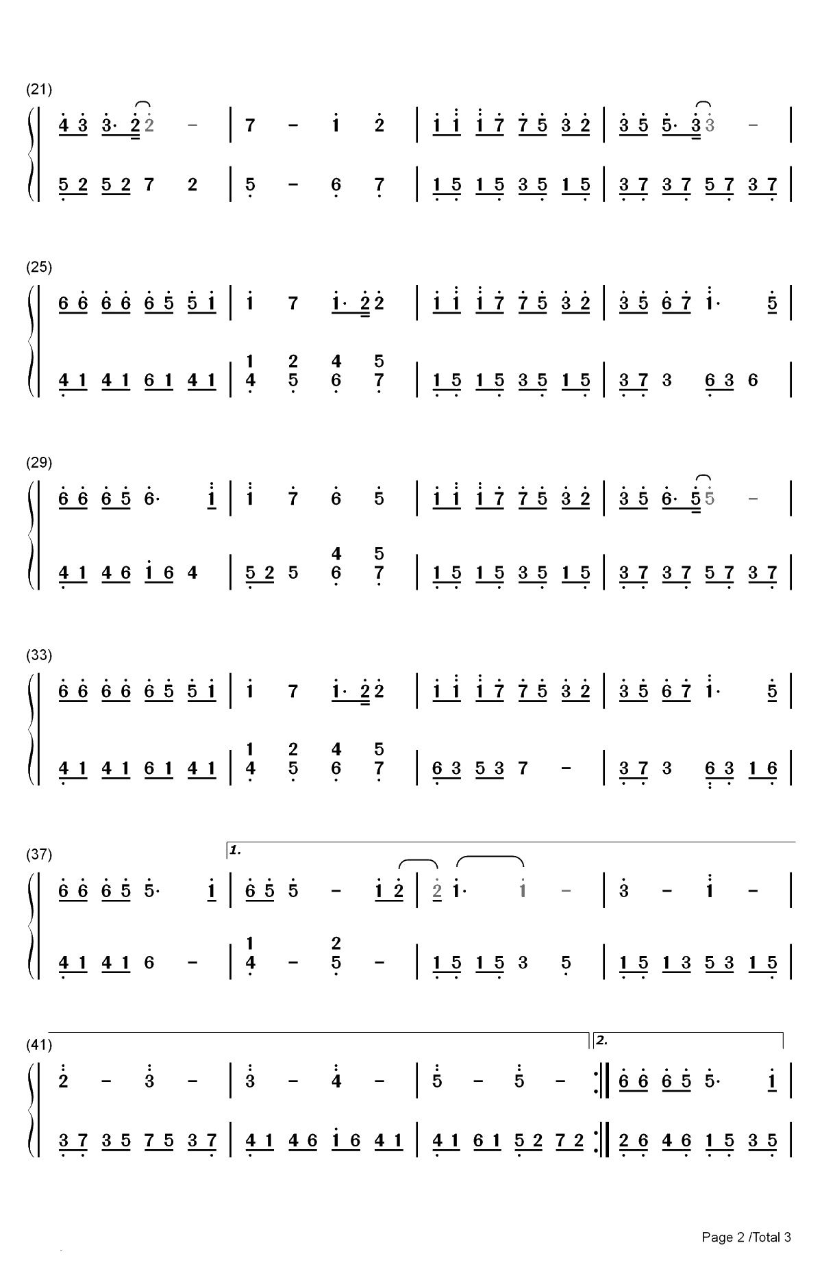 小欢喜-小欢喜同名主题曲双手简谱预览2