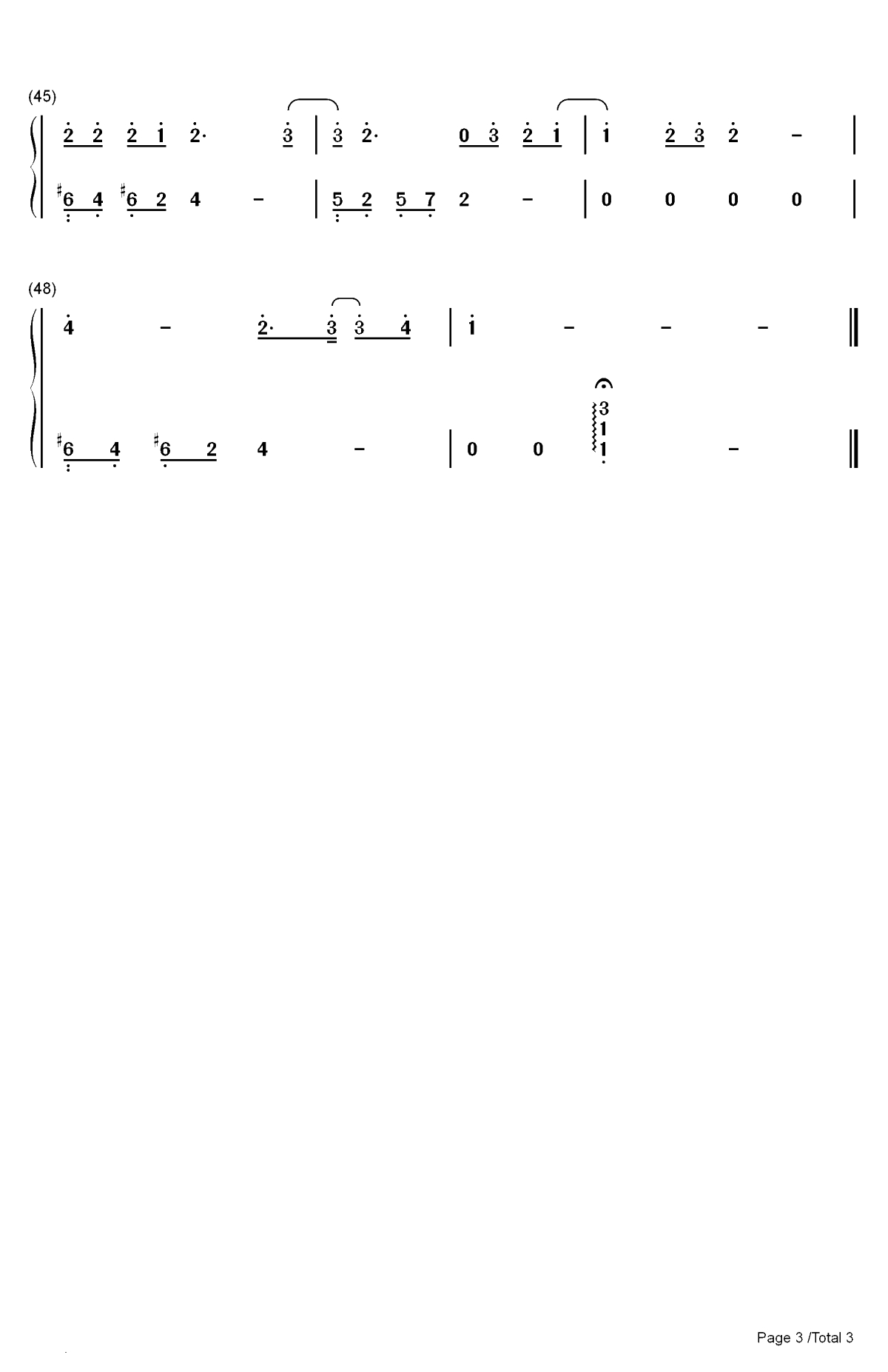 小欢喜-小欢喜同名主题曲双手简谱预览3