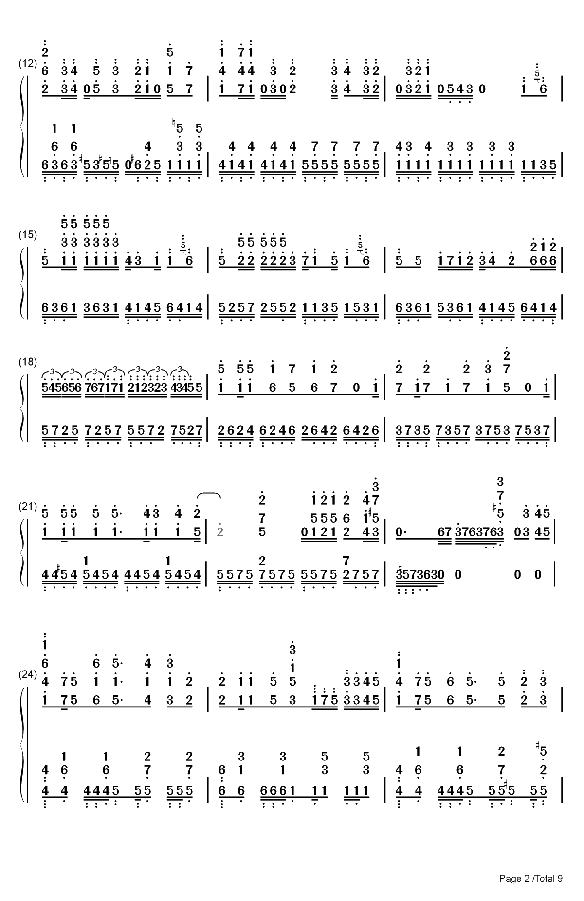 三色绘恋双手简谱预览2