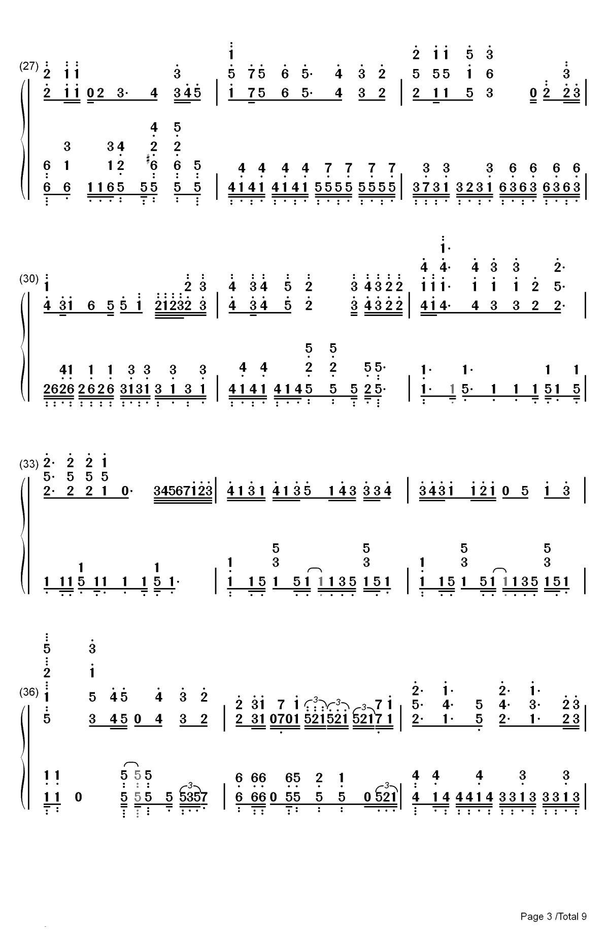 三色绘恋双手简谱预览3