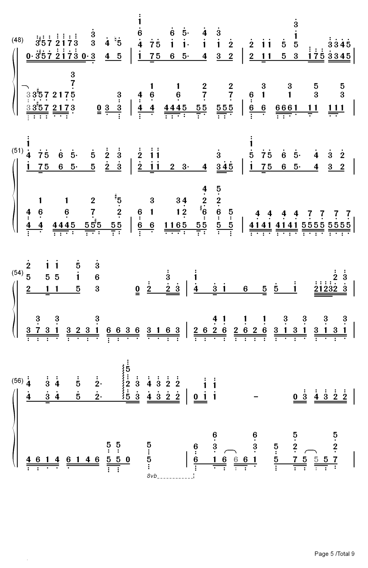 三色绘恋双手简谱预览5