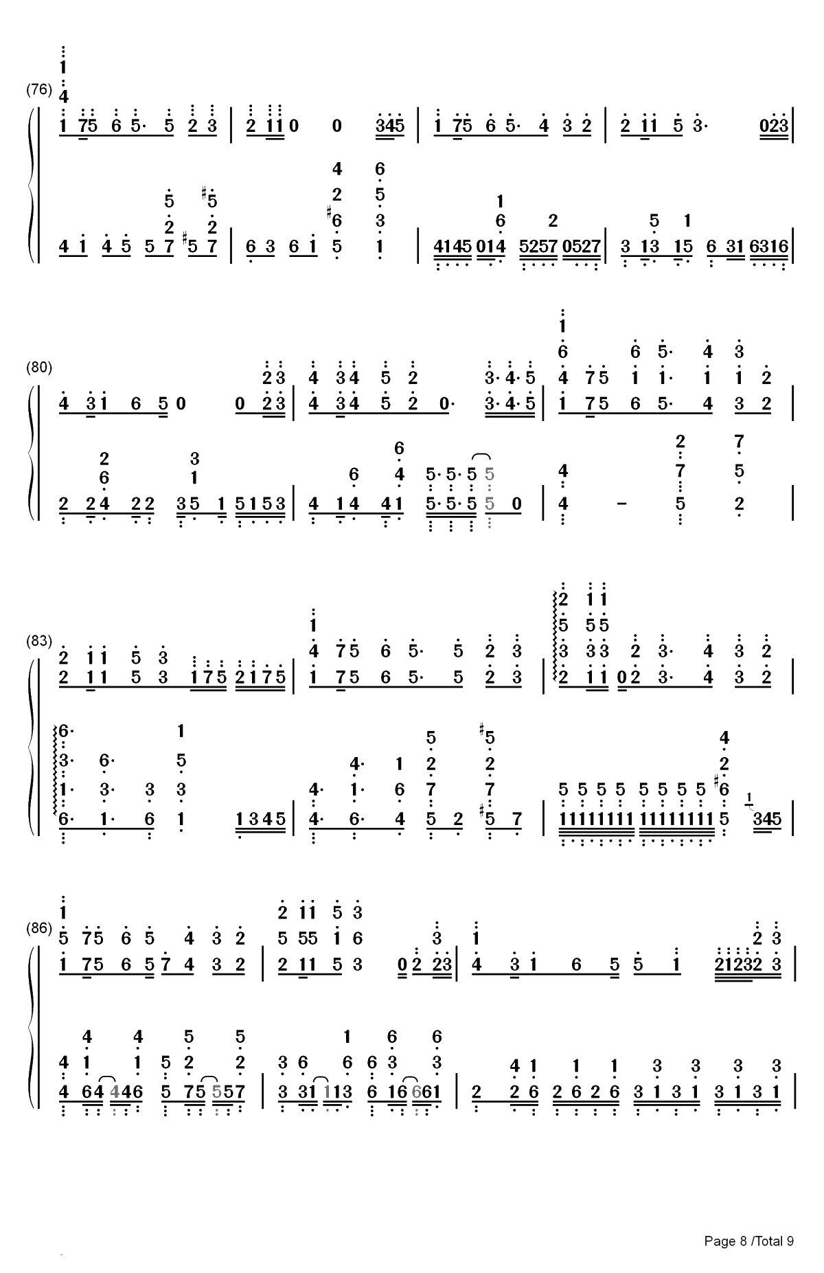 三色绘恋双手简谱预览8