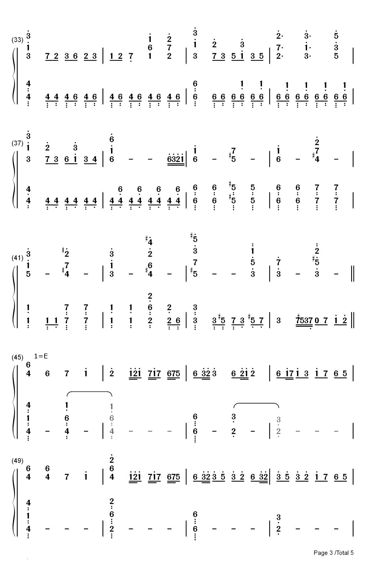 幻想净琉璃-东方辉针城OST双手简谱预览3