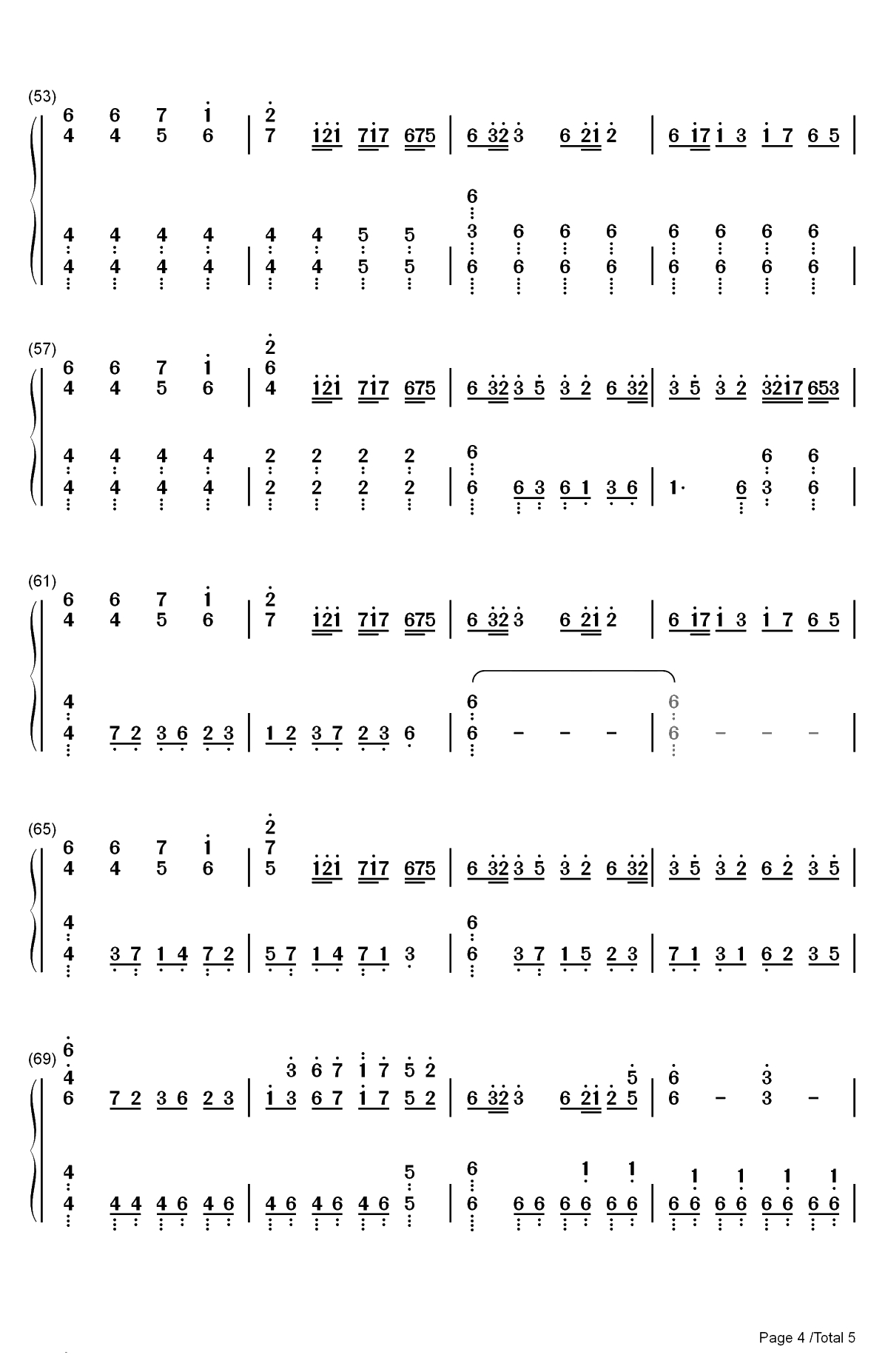 幻想净琉璃-东方辉针城OST双手简谱预览4