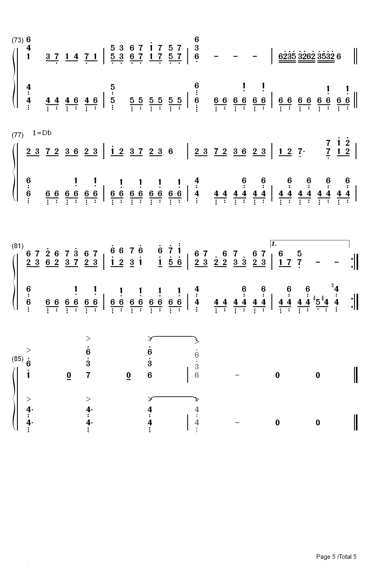 幻想净琉璃-东方辉针城OST双手简谱预览5