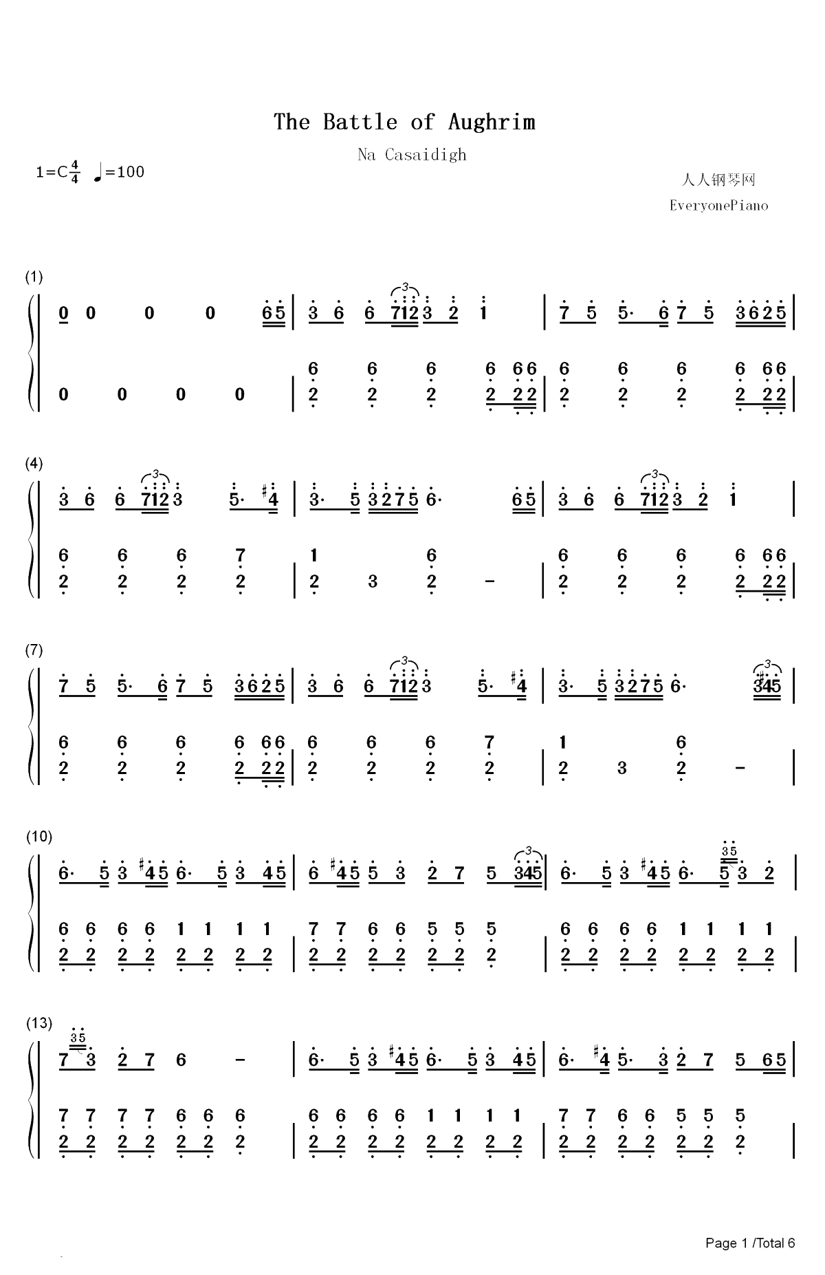 The Battle of Aughrim-Na Casaidigh双手简谱预览1
