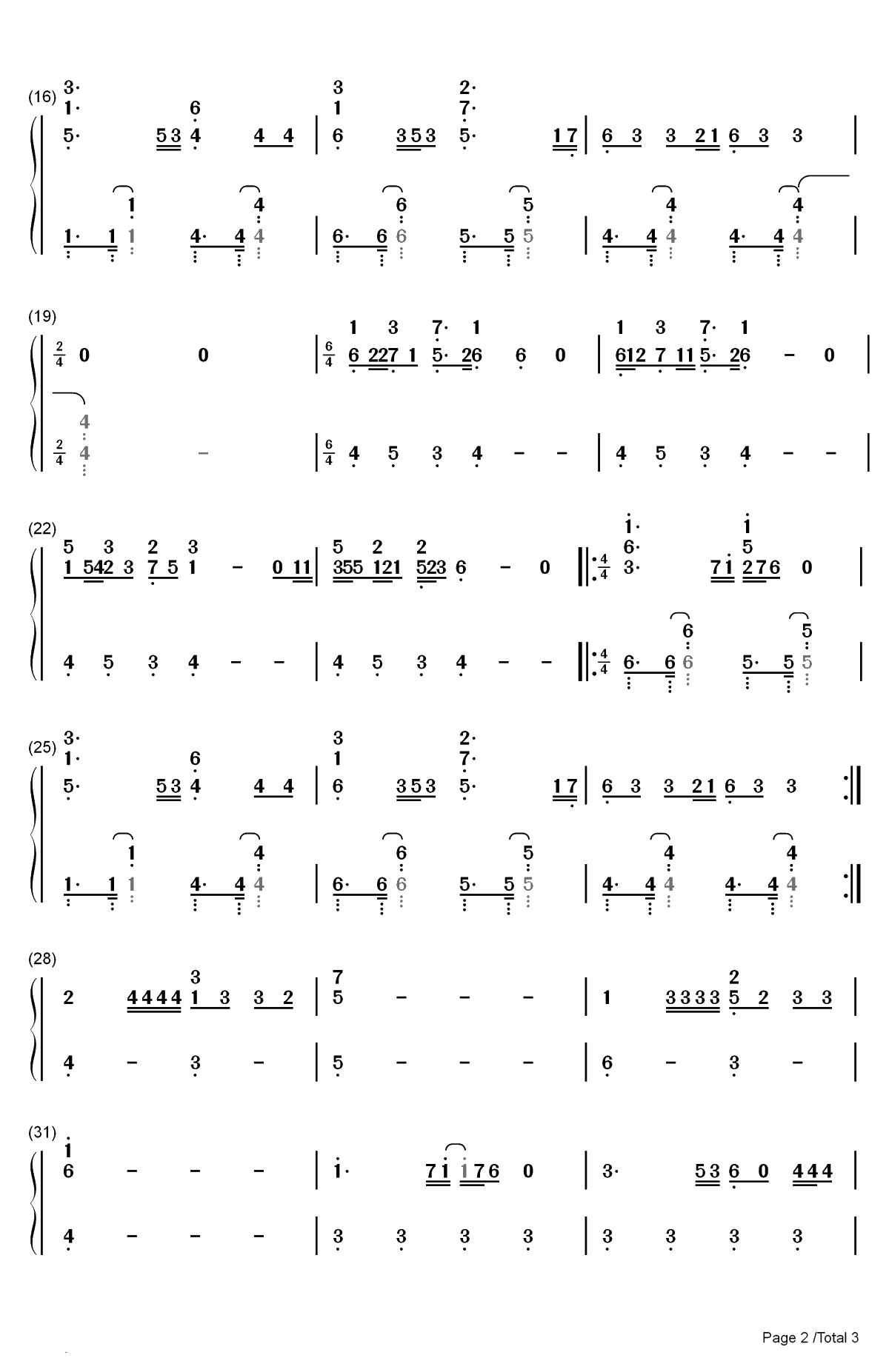 Arcade-2019年欧洲歌唱大赛双手简谱预览2