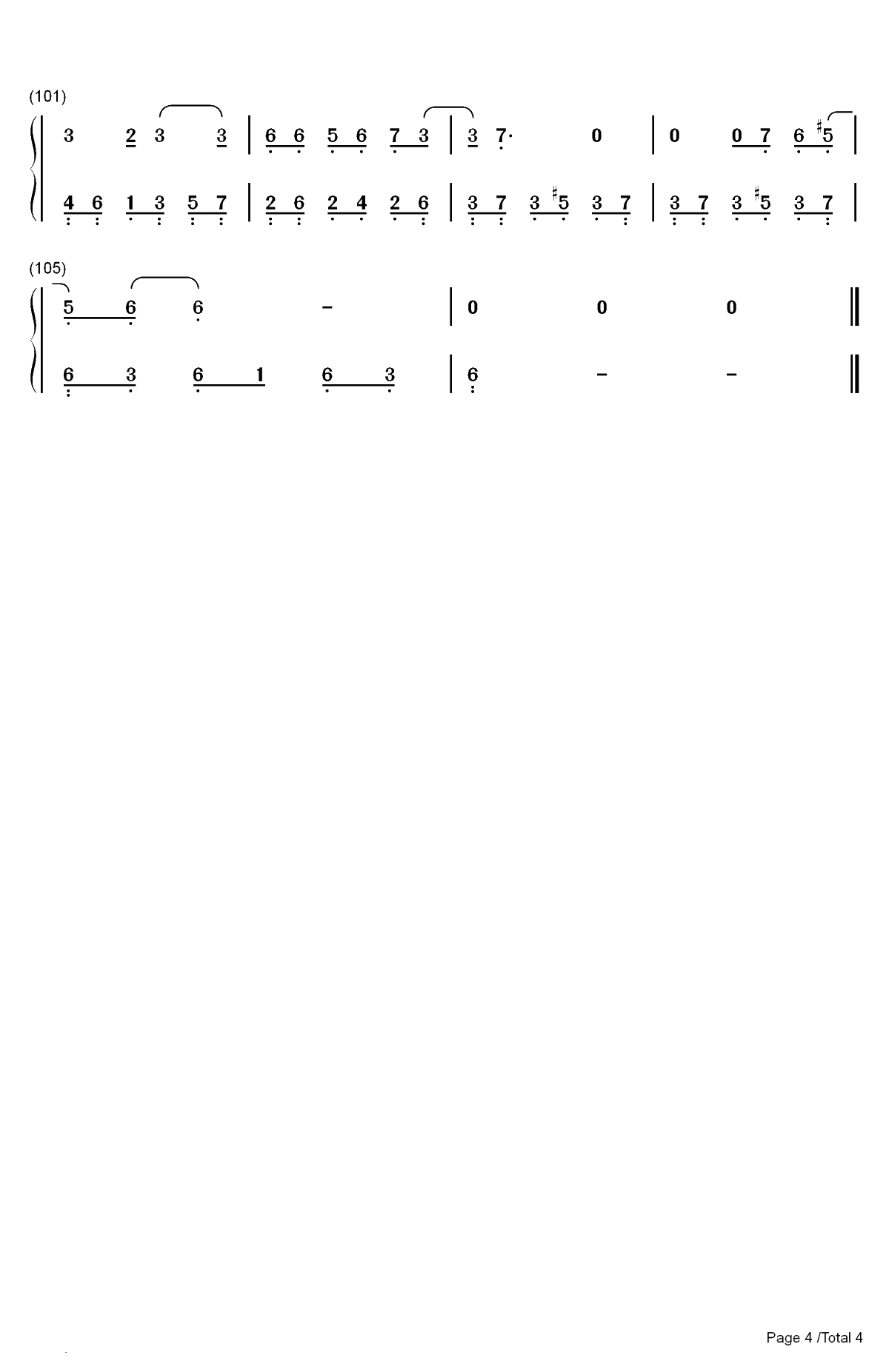 今后我与自己流浪-哪吒之魔童降世片尾曲双手简谱预览4