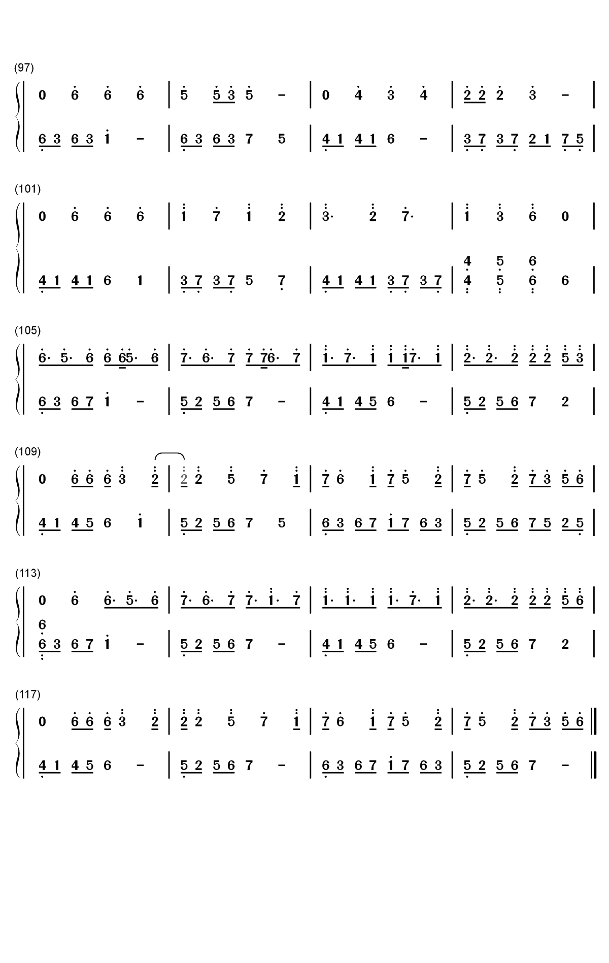 星辰色-言和双手简谱预览5