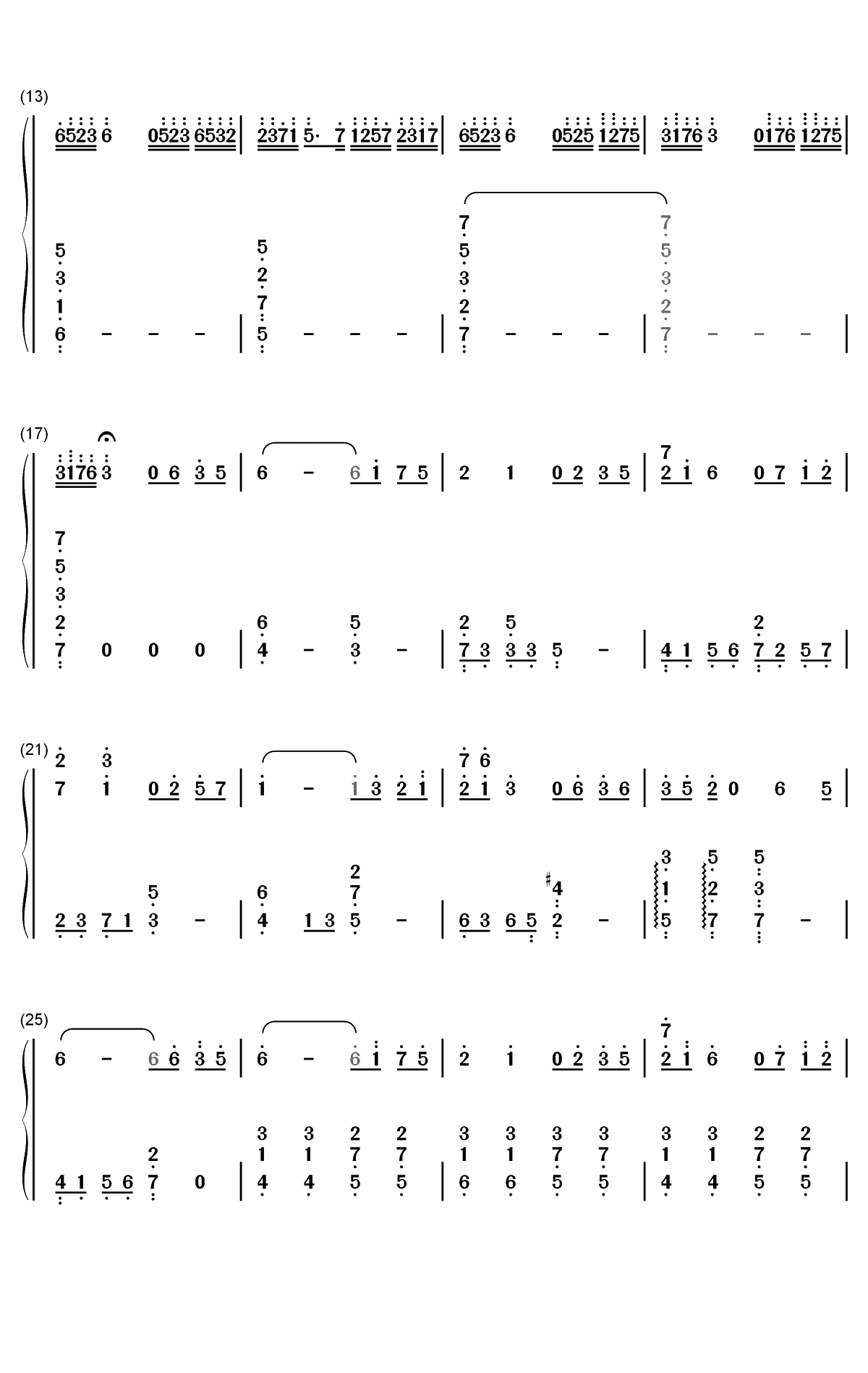 散花-Rewrite插曲双手简谱预览2