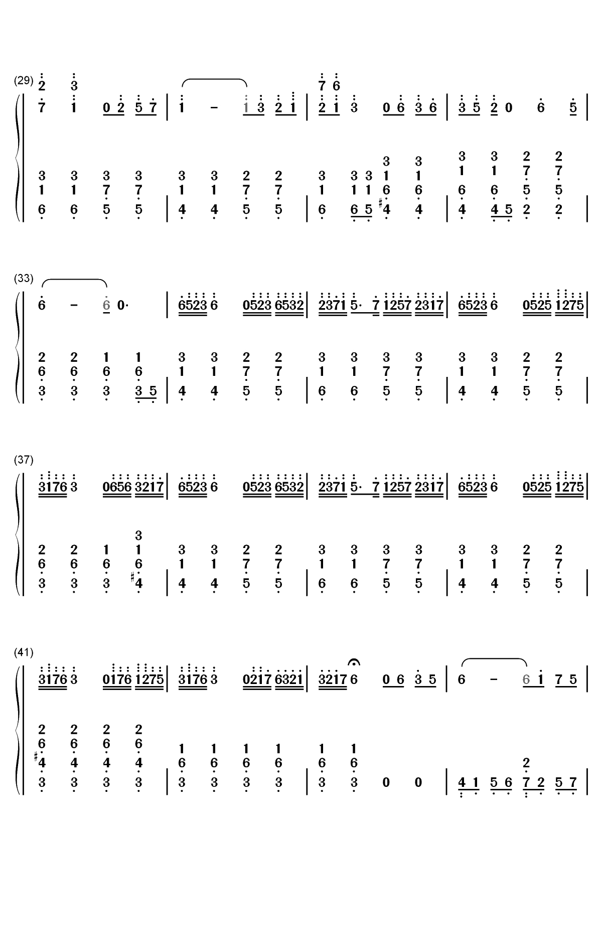 散花-Rewrite插曲双手简谱预览3