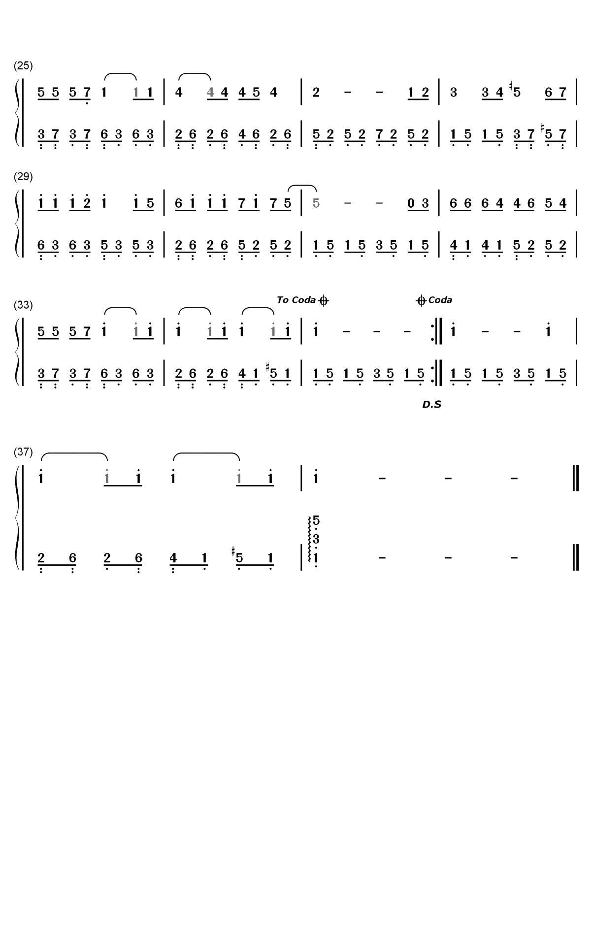 年少心事-昨日青空青春成长曲双手简谱预览2