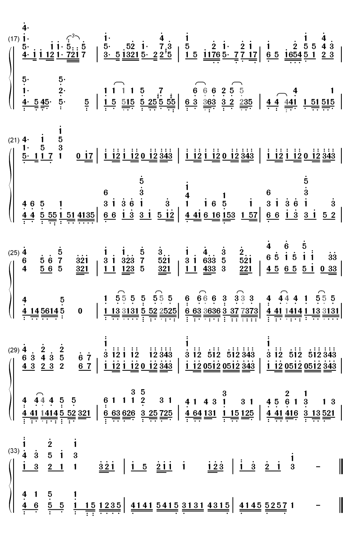 乙女どもよ-骚动时节的少女们啊OP双手简谱预览2