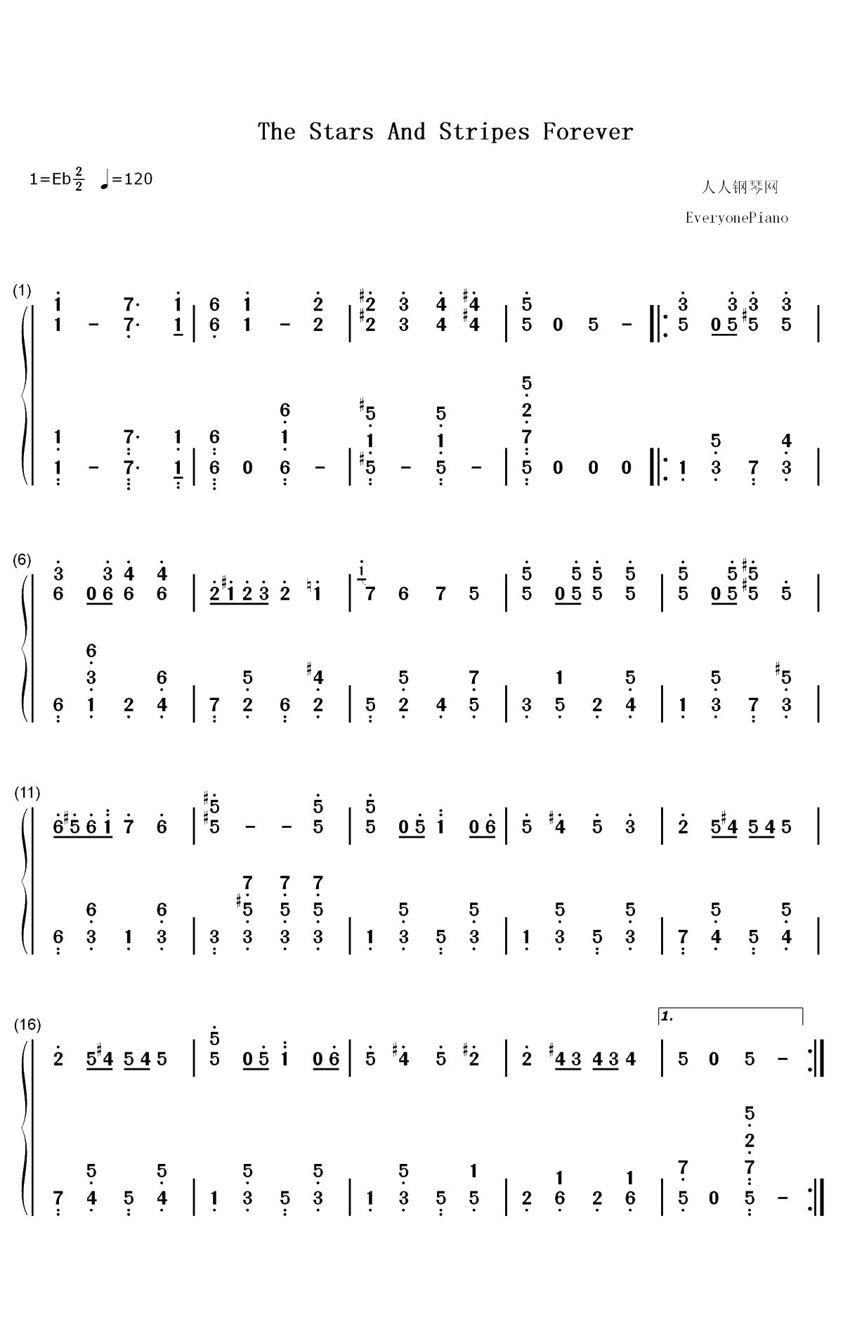 The Stars and Stripes Forever-John Philip Sousa双手简谱预览1