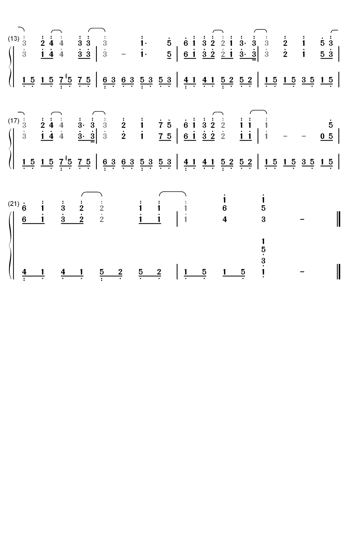 欧珑香水广告曲双手简谱预览2