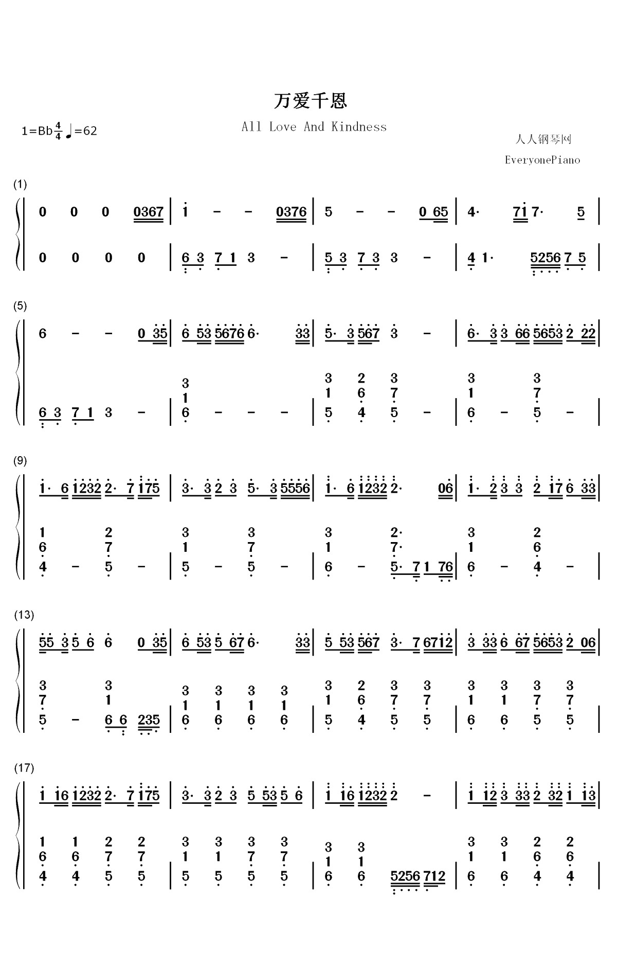 万爱千恩-是不是我们都不长大你们就不会变老-抖音双手简谱预览1