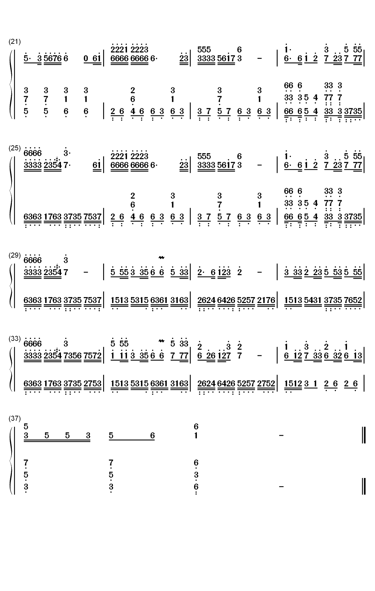 万爱千恩-是不是我们都不长大你们就不会变老-抖音双手简谱预览2