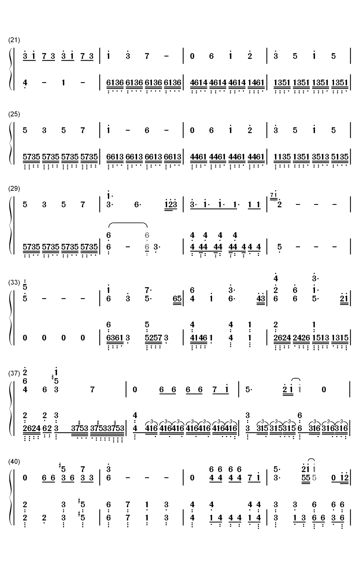 竈門炭治郎のうた-鬼灭之刃ED双手简谱预览2
