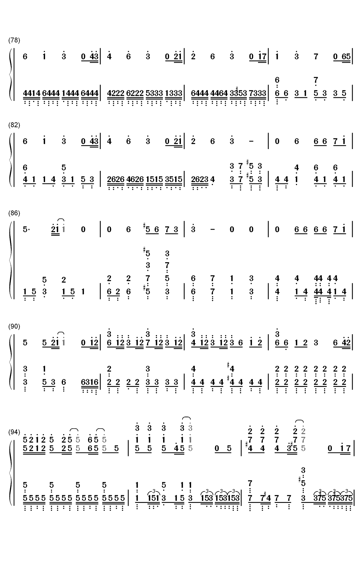 竈門炭治郎のうた-鬼灭之刃ED双手简谱预览5