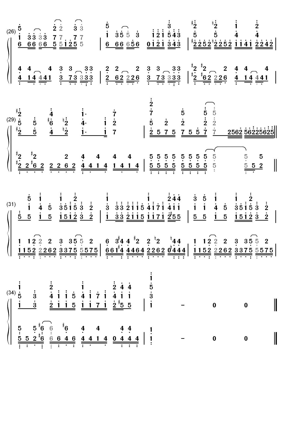 イヤヨイヤヨモスキノウチ-普通攻击是全体二连击这样的妈妈你喜欢吗OP双手简谱预览3