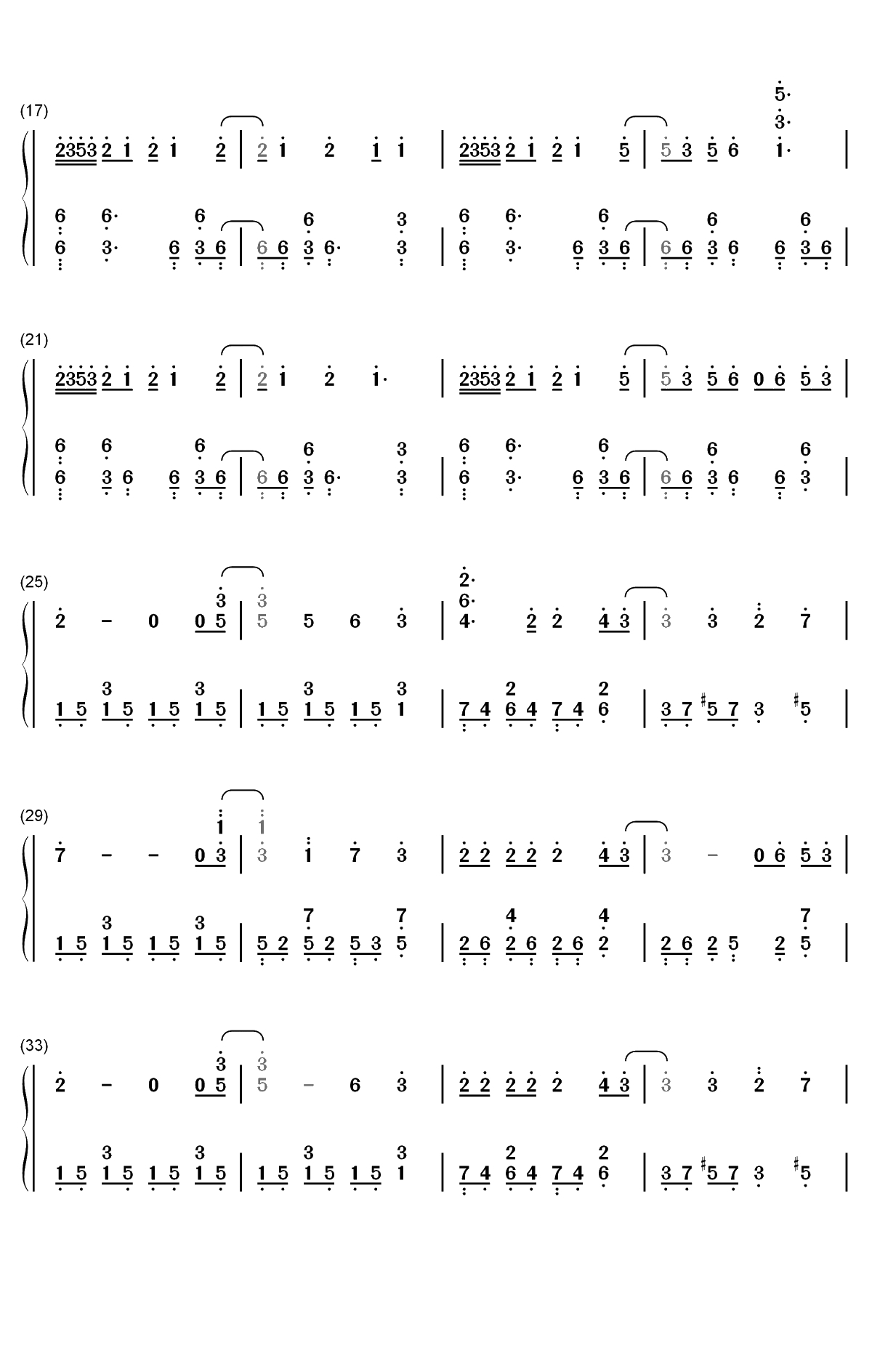 JUSTadICE-黑色五叶草OP7双手简谱预览2