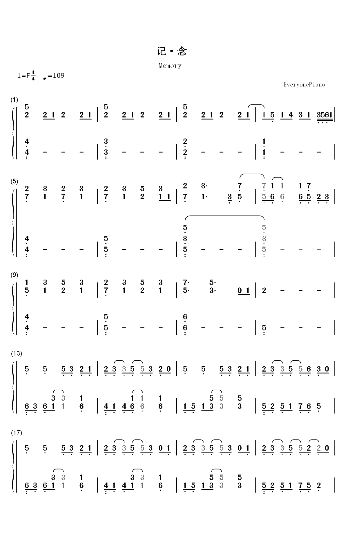 记念-RAiNBOW计划和雷雨心双手简谱预览1