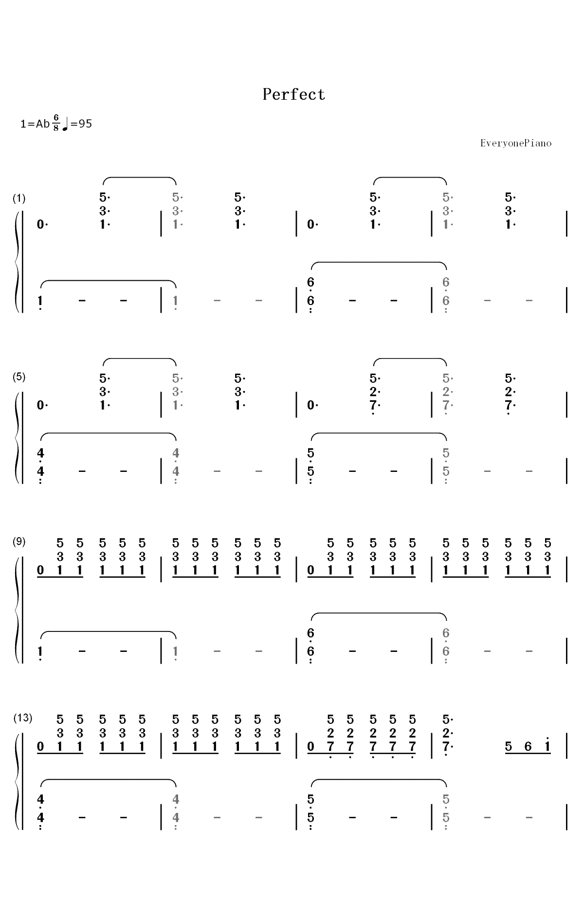 Perfect-Ed Sheeran双手简谱预览1