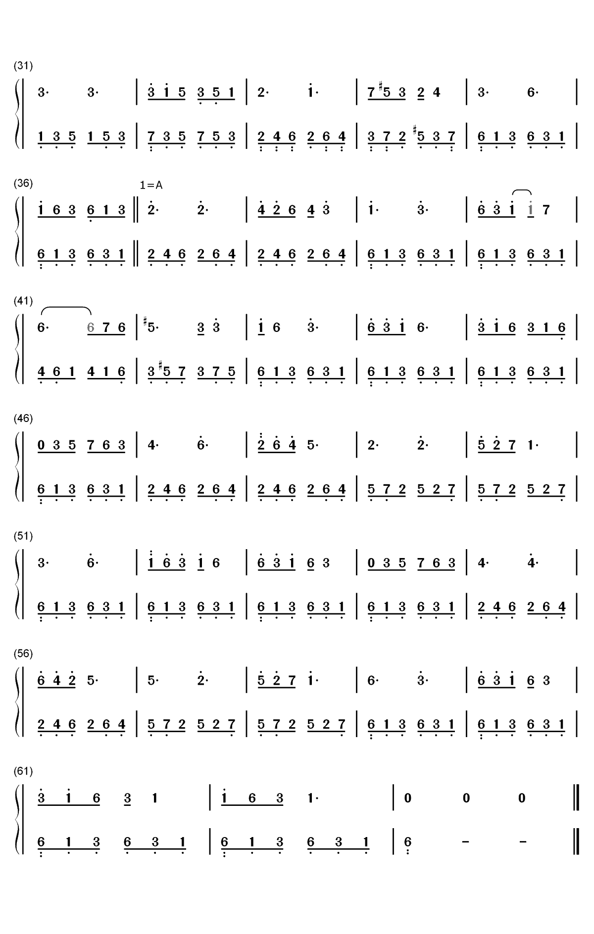 Quarantine-登月第一人OST双手简谱预览2