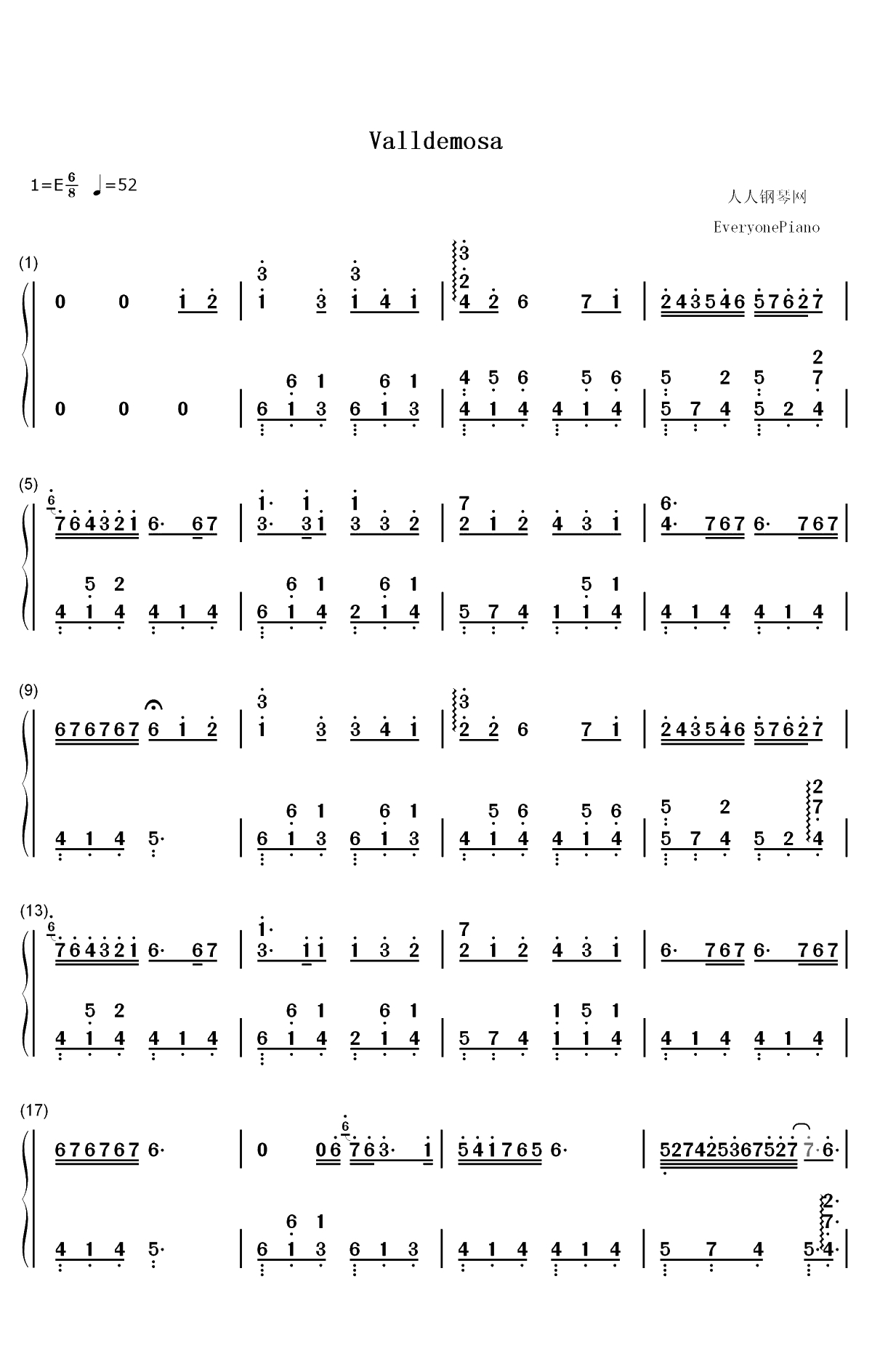 Valldemosa-Elizabeth Naccarato双手简谱预览1