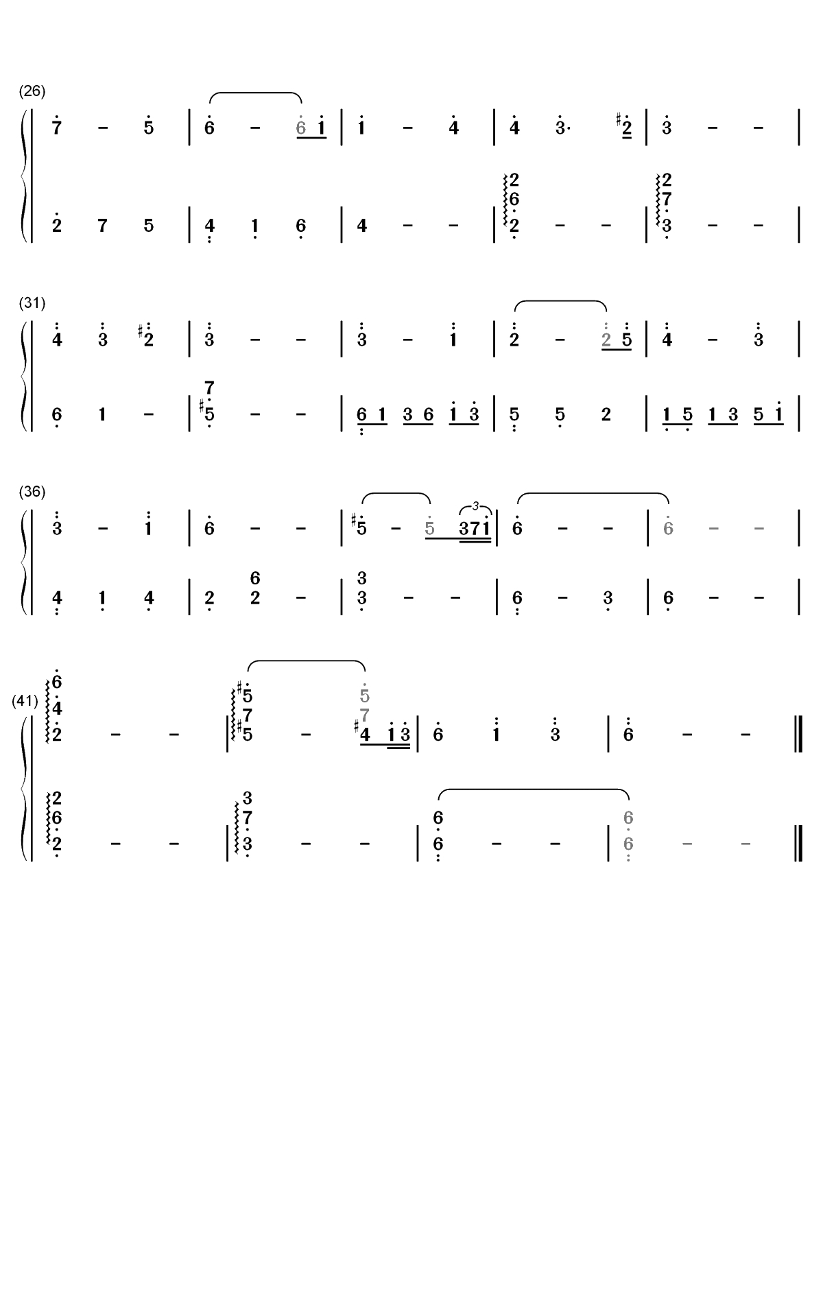 哀的主题曲-哀のテーマ-柯南《通往天国的倒计时》插曲双手简谱预览2