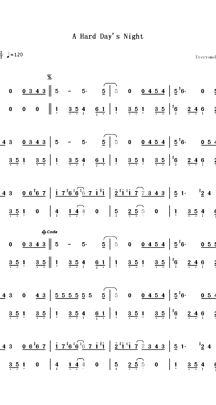 A Hard Day's Night-The Beatles双手简谱预览1