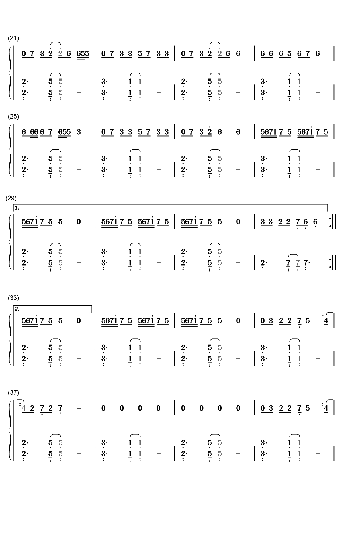 The Cure-Lady Gaga双手简谱预览2