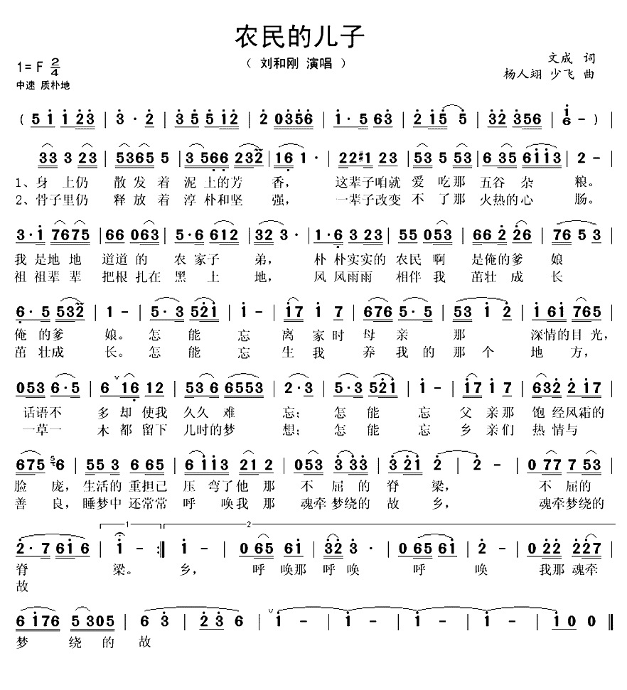 农民的儿子（文成词 杨人翊 少飞曲）(1)_原文件名：农民的儿子-刘和刚..gif