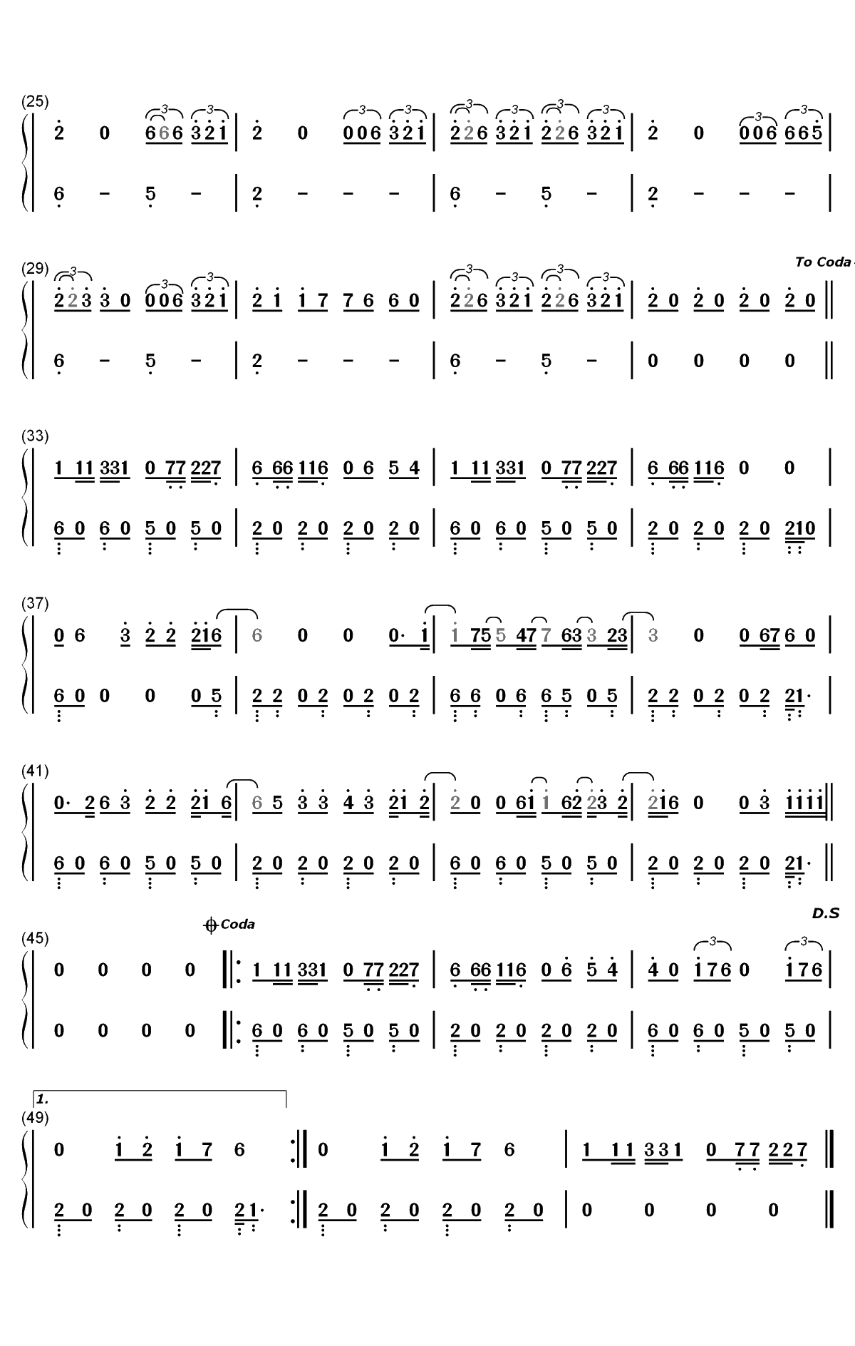 Only Human-Jonas Brothers双手简谱预览2