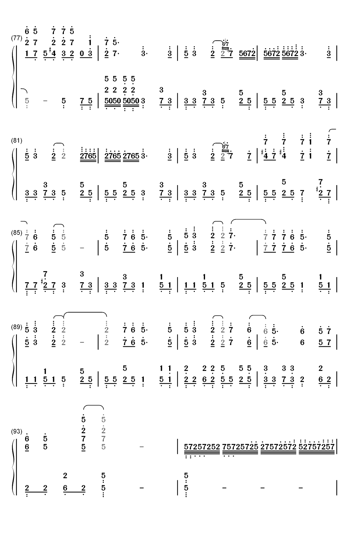 マイホームタウン-My Home Town-为美好的世界献上祝福红传说ED双手简谱预览5