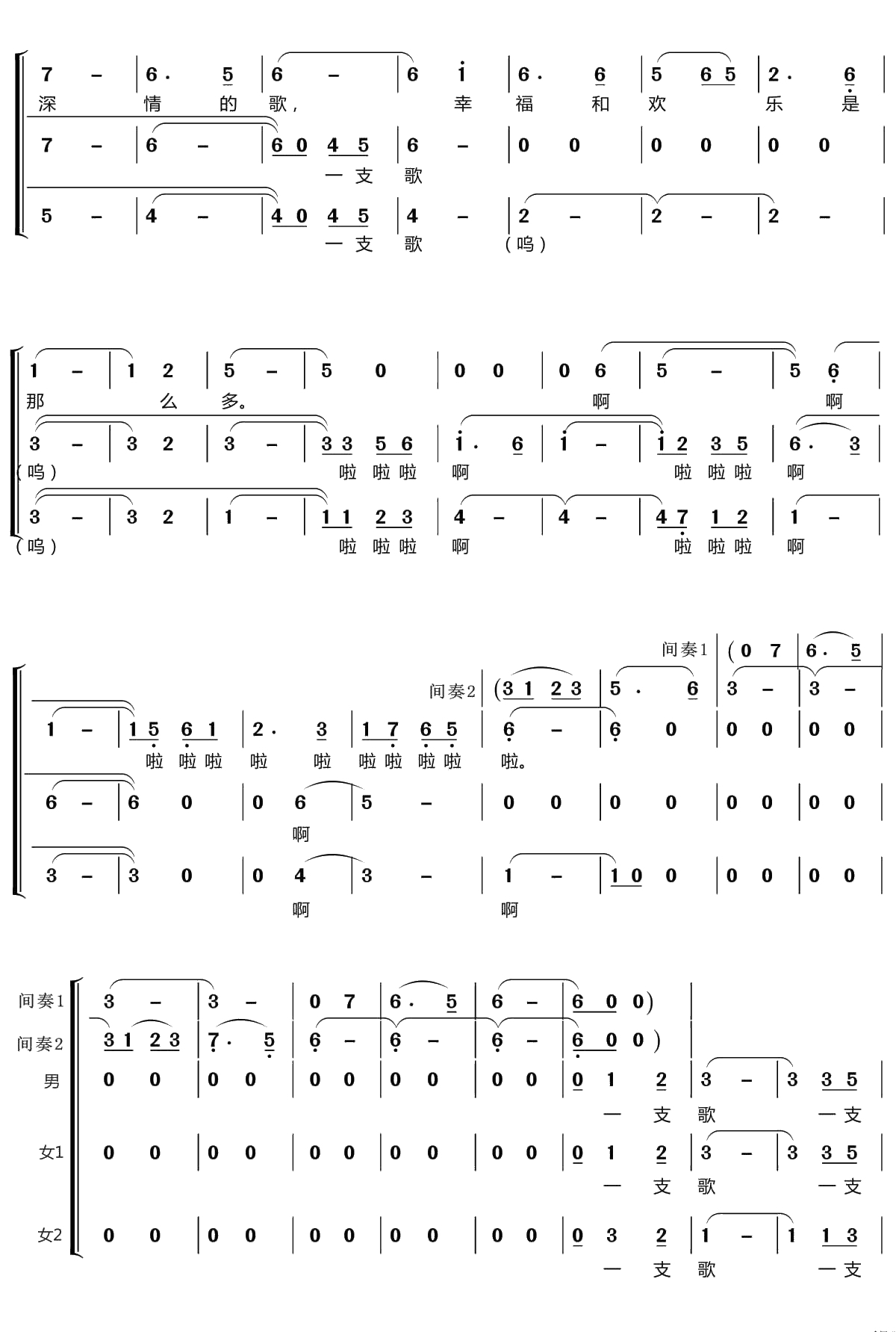 一支难忘的歌简谱(歌词)-梦之旅组合演唱- LZH556曲谱2