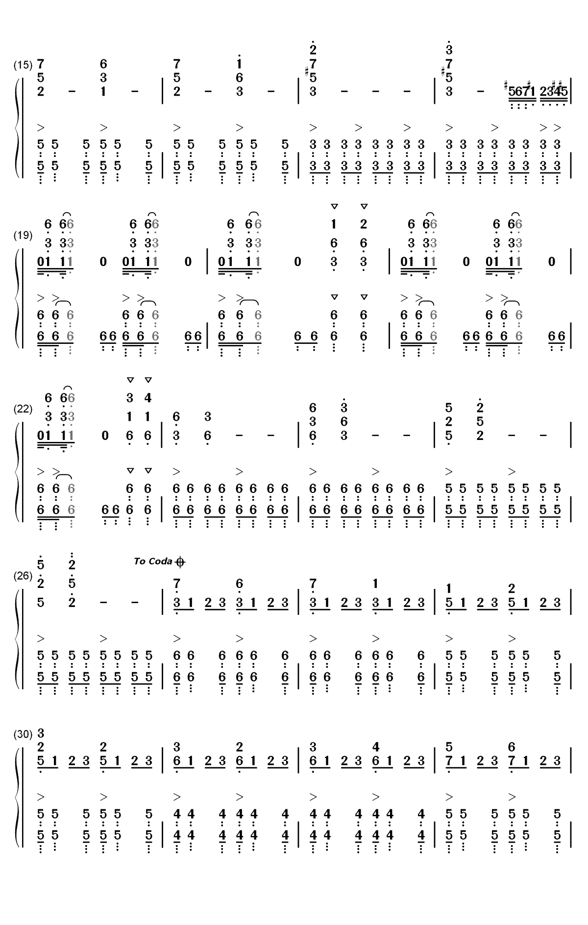 东风浩荡进行曲-2019年70周年国庆阅兵式背景音乐双手简谱预览2