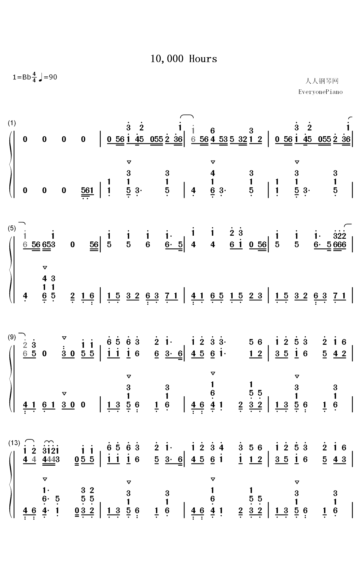 10000 Hours-Dan Shay ft Justin Bieber双手简谱预览1