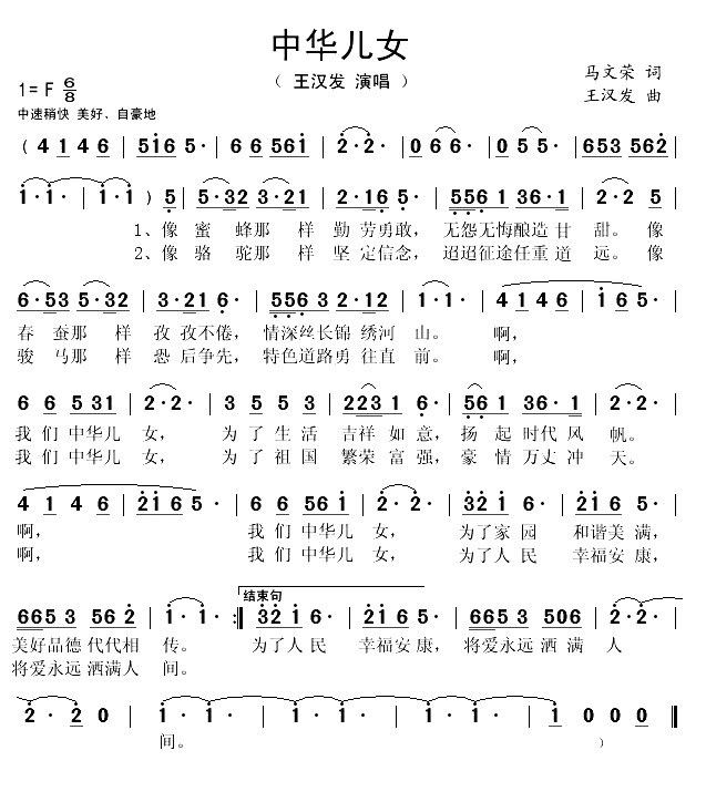 中华儿女（马文荣词 王汉发曲）(1)_原文件名：中华儿女1.gif