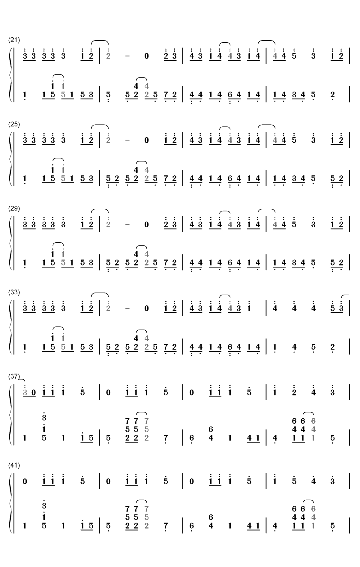 我的朋友-TFBOYS双手简谱预览2