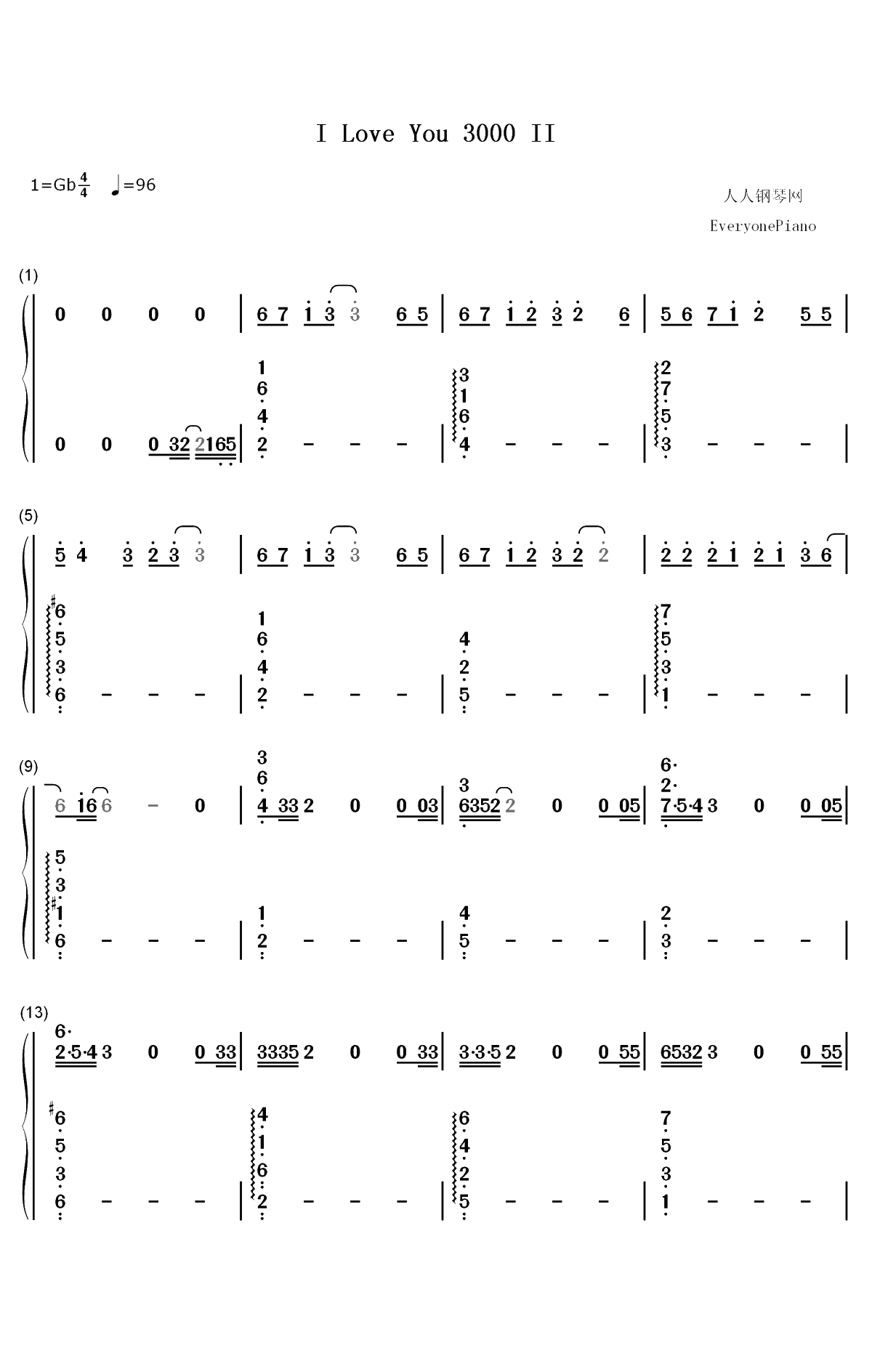 I Love You 3000 II-开口跪的好歌不容错过双手简谱预览1