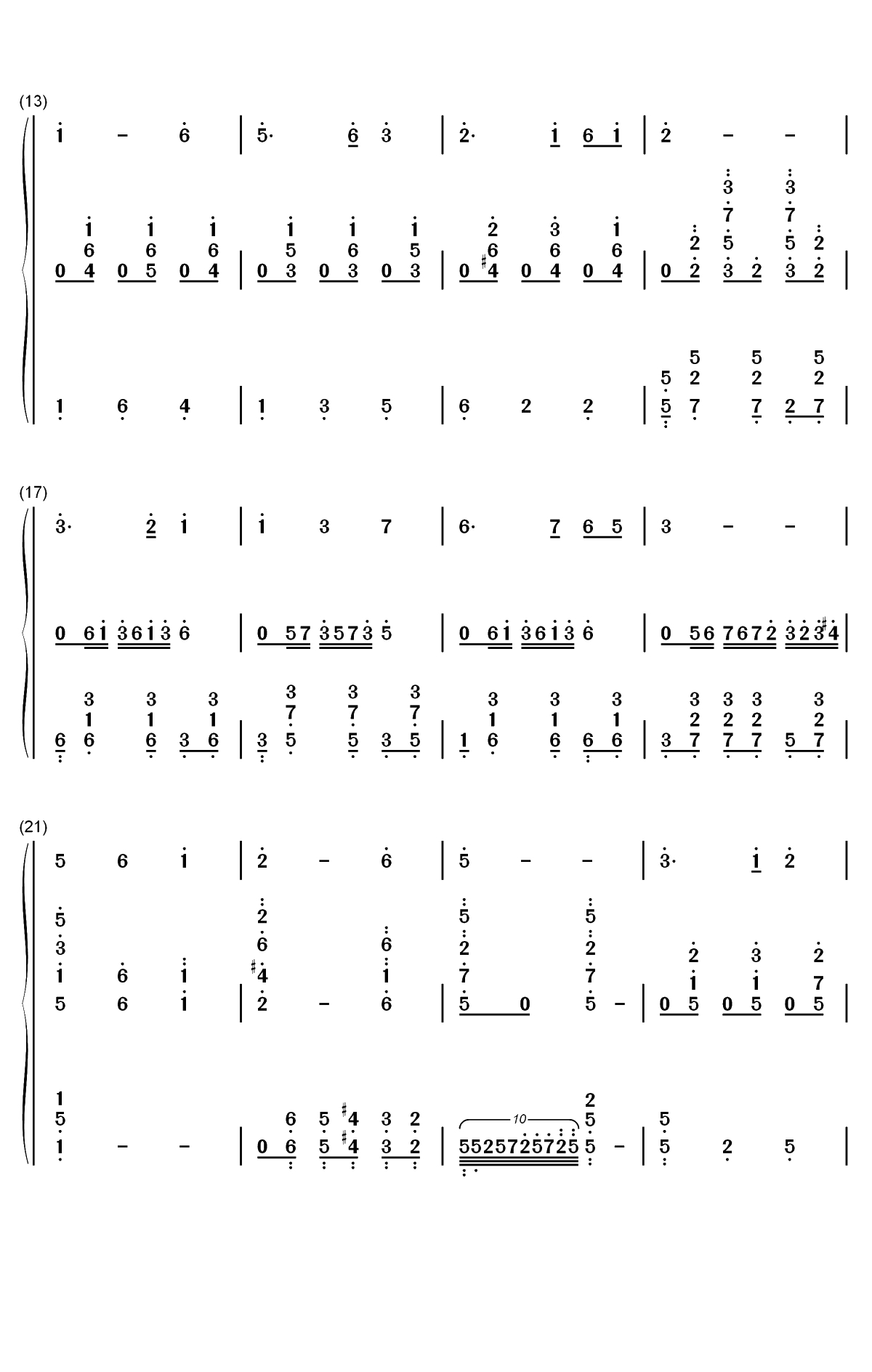 我爱祖国的蓝天-中国机长主题曲双手简谱预览2