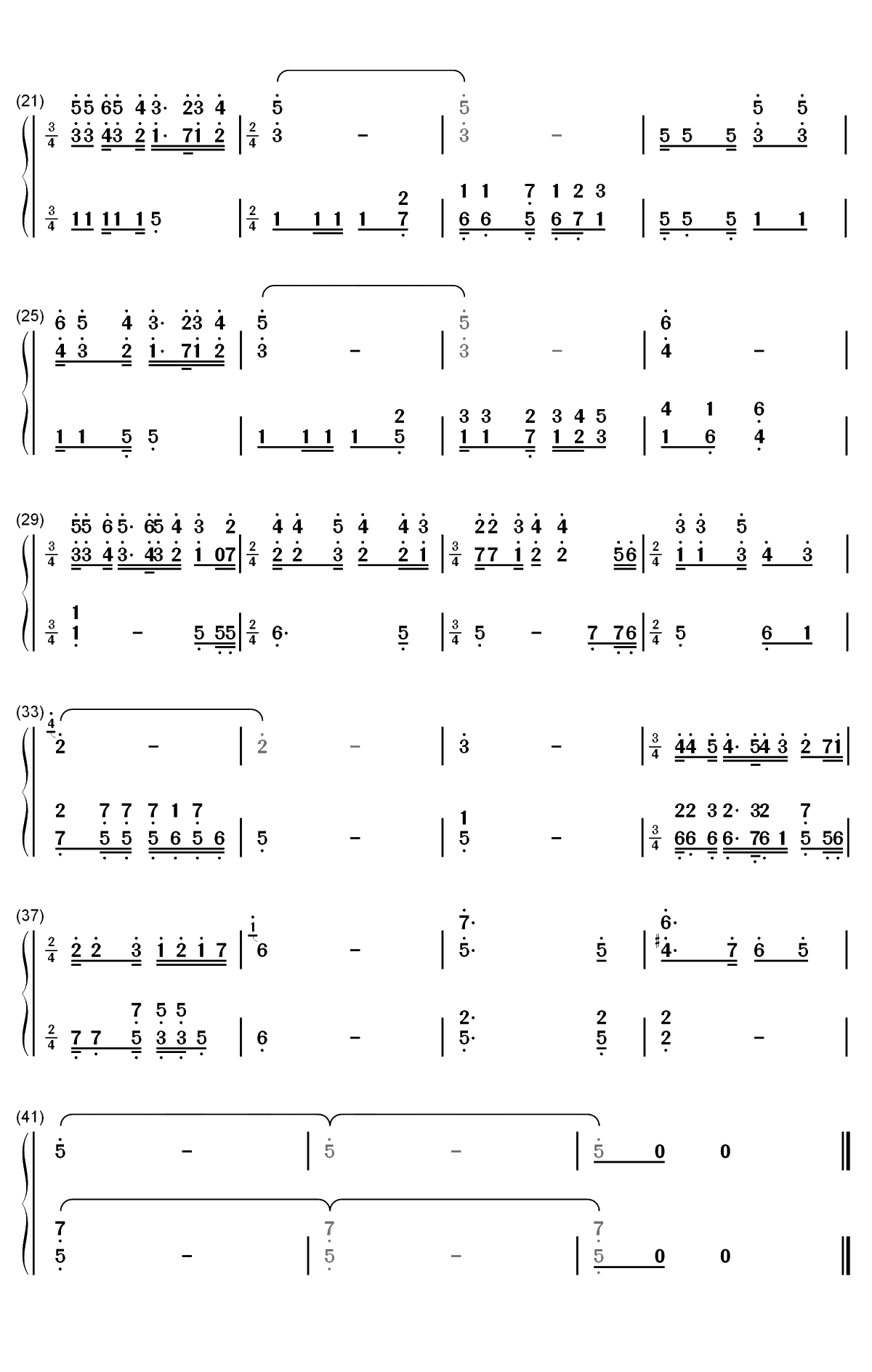 怀念战友-冰山上的来客插曲双手简谱预览2