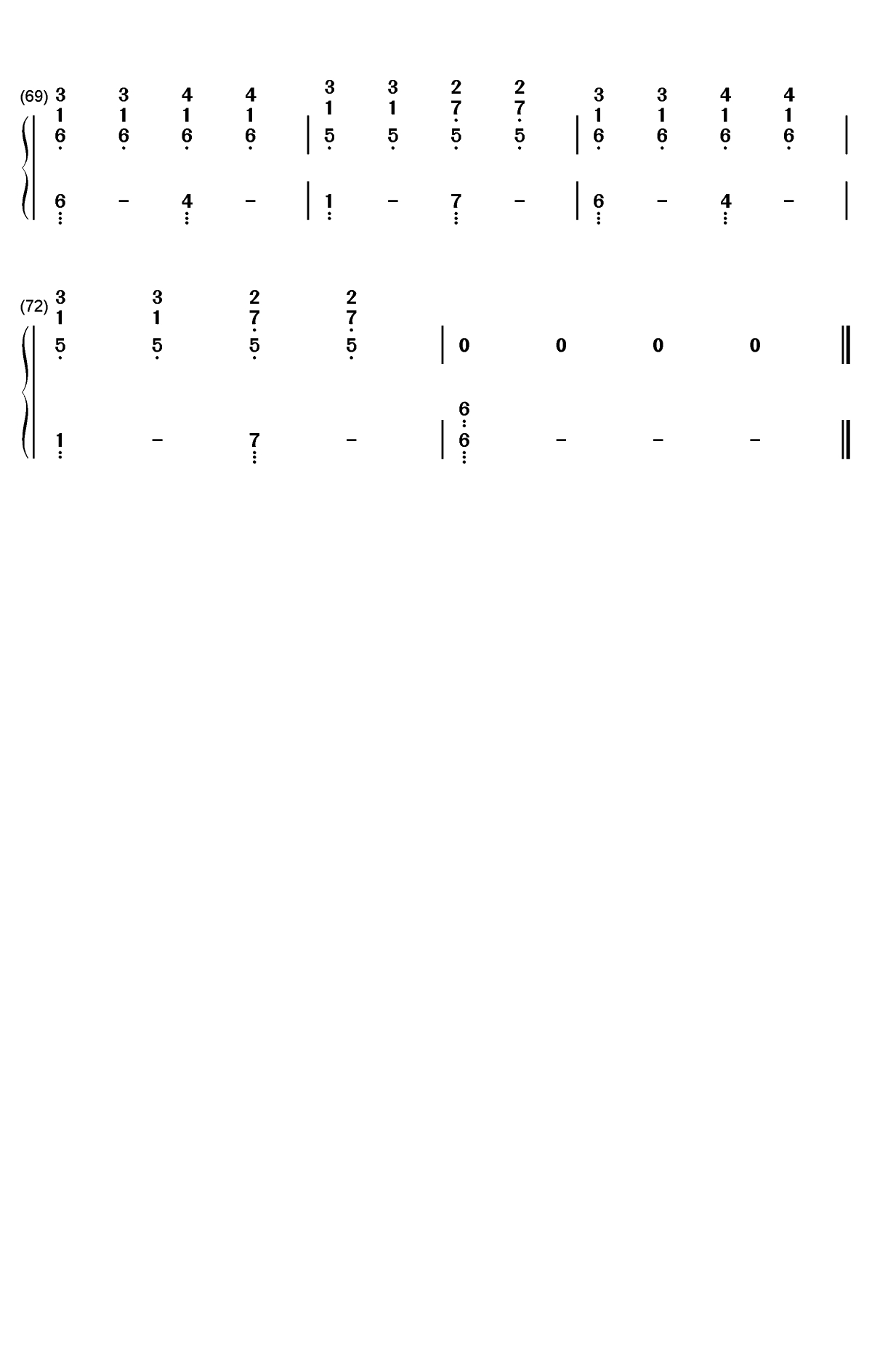 Lying Down-伴奏谱-Celine Dion双手简谱预览4