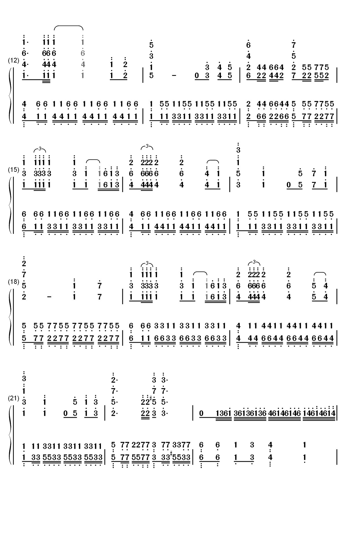 钢铁洪流进行曲-难度版双手简谱预览2