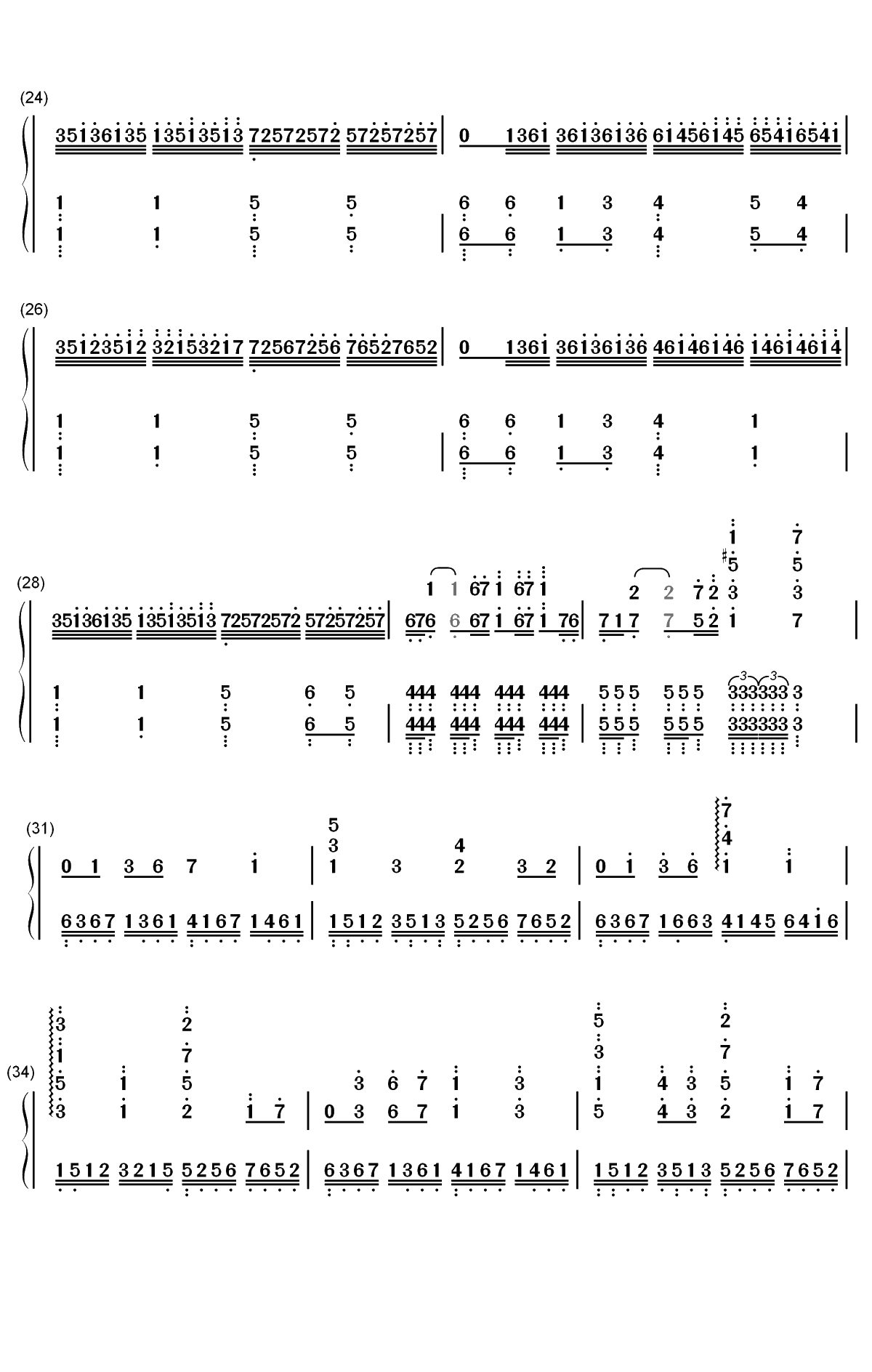 钢铁洪流进行曲-难度版双手简谱预览3