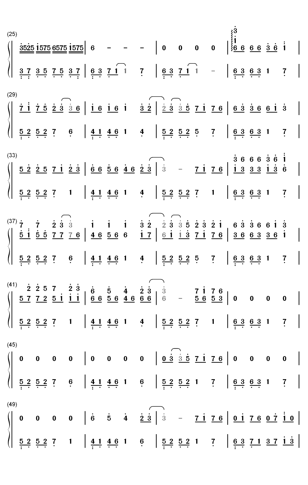 一米阳光-原创钢琴曲双手简谱预览2