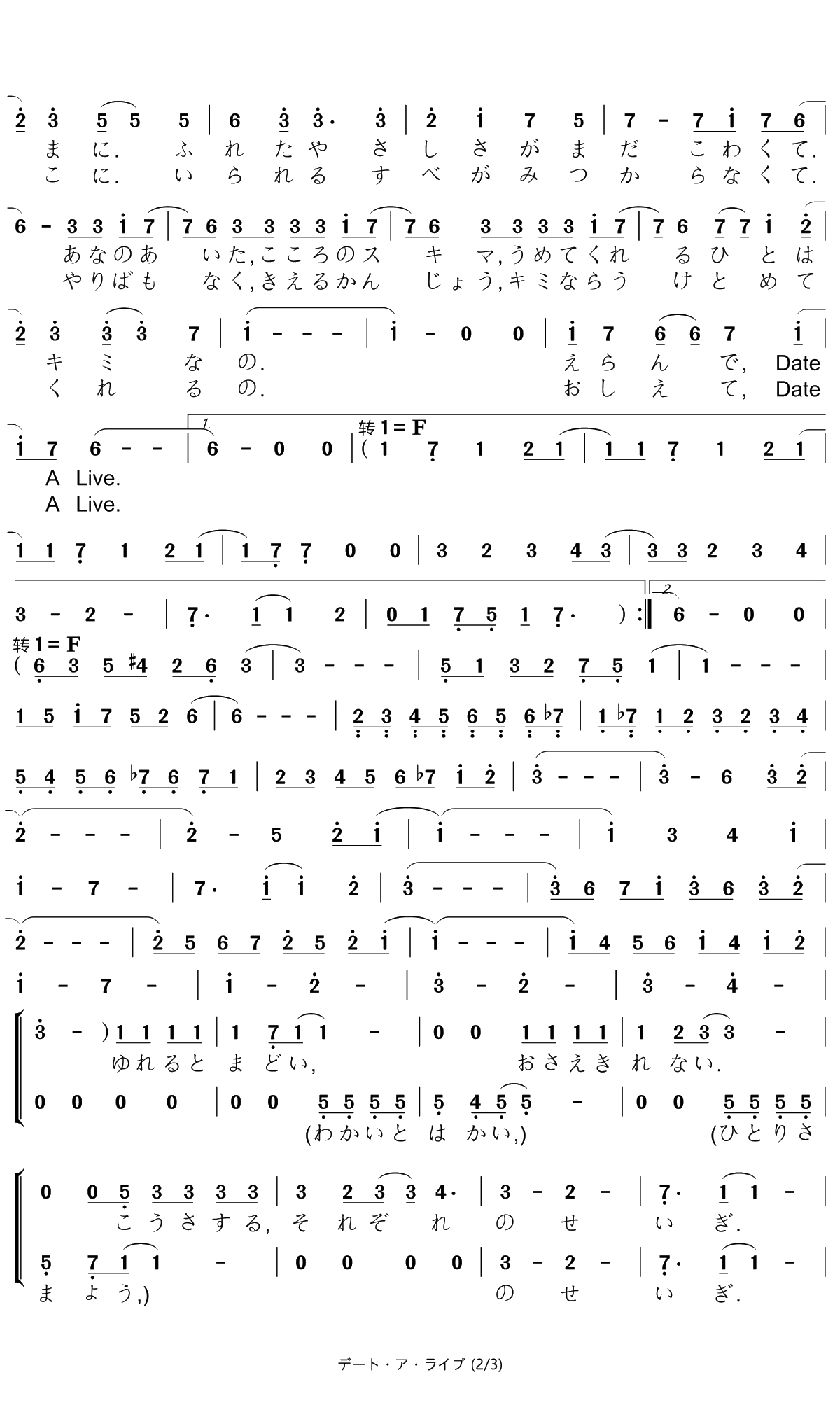 デート・ア・ライブ简谱(歌词)-sweetARMS演唱-电视动画《约会大作战》的片头曲2