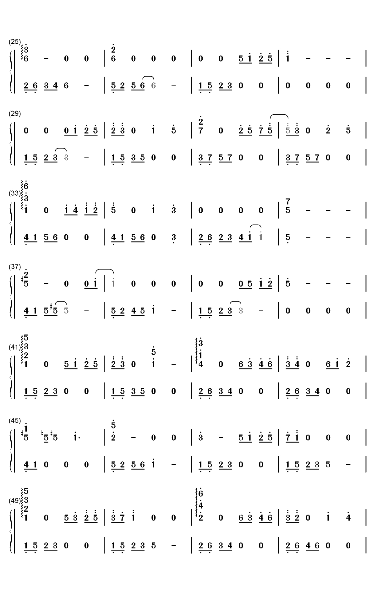 我在这里-完美伴奏版-二炮手插曲双手简谱预览2