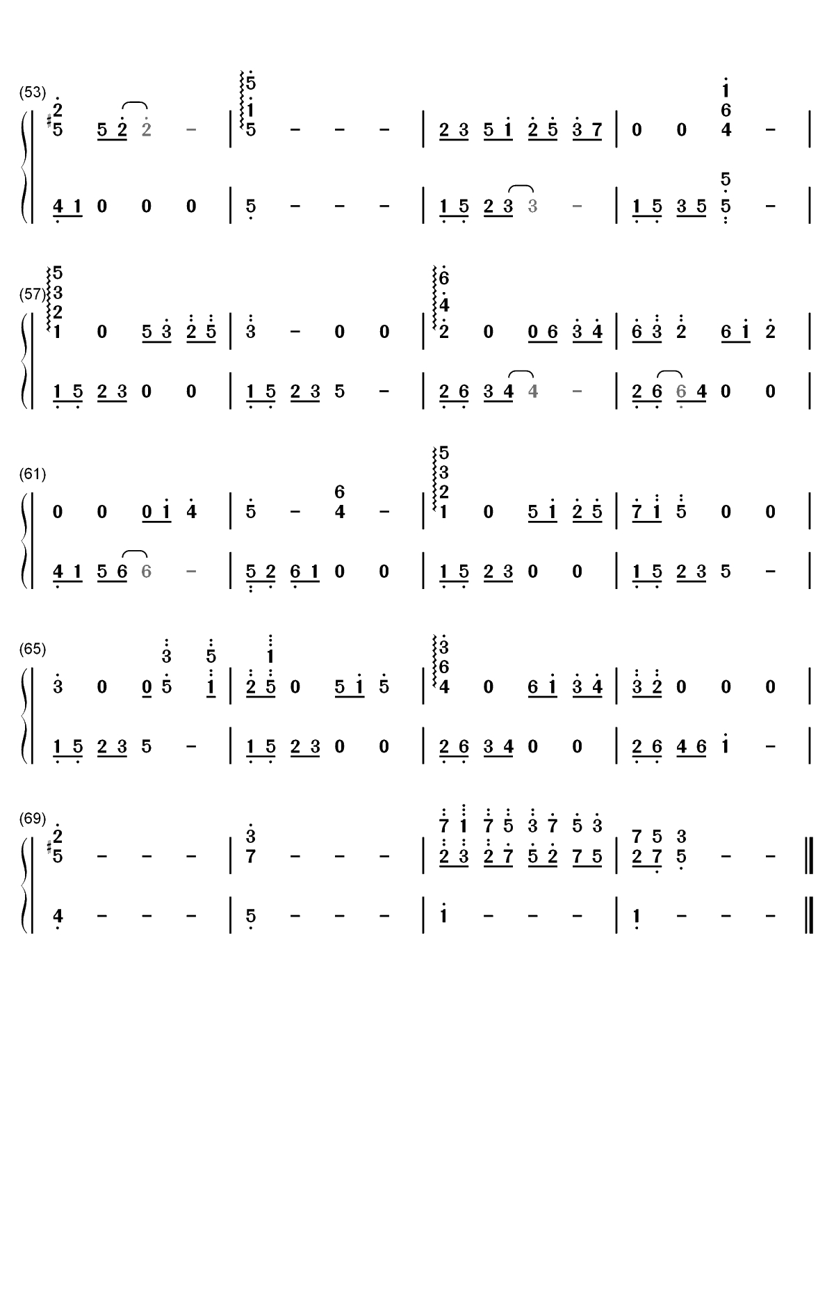 我在这里-完美伴奏版-二炮手插曲双手简谱预览3